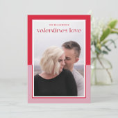Modern Border Roze & Rode Valentijnse Liefde Foto Feestdagenkaart (Staand voorkant)