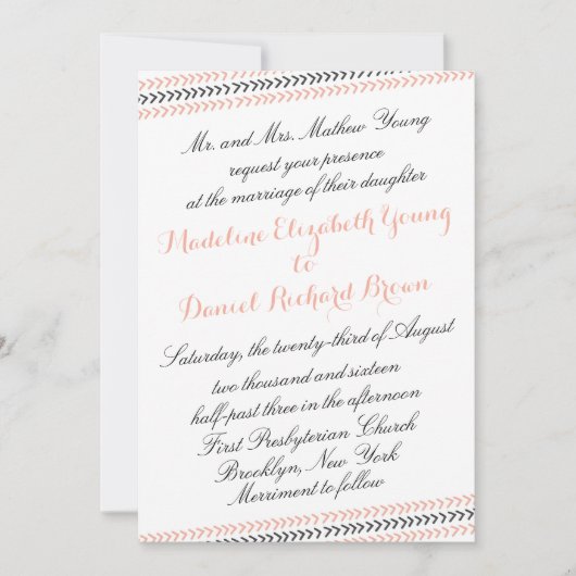 Modern Border Typography Wedding Invitation Kaart (Voorkant)