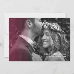 Modern Border Vrolijk Kerstfeest Foto Rood Feestdagenkaart