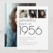 Modern Born in 1956 4 Photos 70th Birthday Party Kaart (Voorkant / Achterkant)
