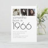 Modern Born in 1966 4 Photos 60th Birthday Party Kaart (Staand voorkant)