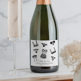 Modern Borstel Schrift Lingerie Bruids Bruiloft Sparkling Wijnetiket