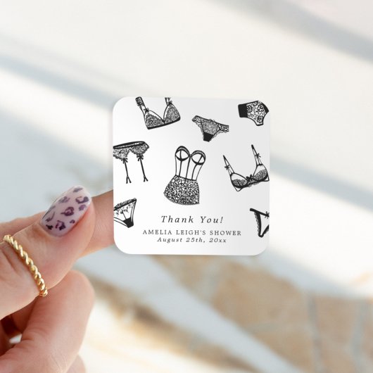 Modern Borstel Schrift Lingerie Bruidsfeest Vierkante Sticker