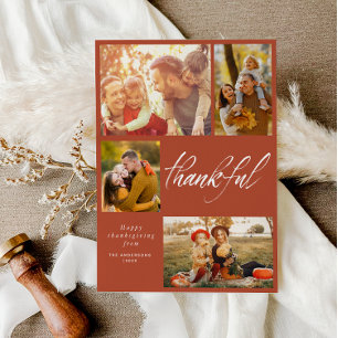 Modern borstel script Happy Thanksgiving fotokaart Feestdagenkaart