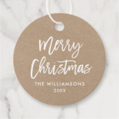 Modern Borstel Script Kerst Kraft Bedankjes Labels (Voorkant)