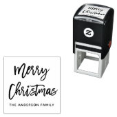 Modern Borstel Script Star Merry Christmas Square Zelfinktende Stempel (In situ)