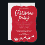 Modern Borstel Script Star Santa Christmas Party Kaart<br><div class="desc">Modern Borstel Script Star Santa Red Christmas Party uitnodiging</div>
