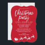 Modern Borstel Script Star Santa Christmas Party Kaart<br><div class="desc">Modern Borstel Script Star Santa Red Christmas Party uitnodiging</div>