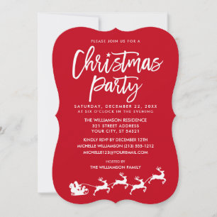 Modern Borstel Script Star Santa Christmas Party Kaart
