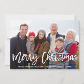 Modern Borstel Script Vrolijk Kerstmis Familie Fot Feestdagenkaart (Voorkant)