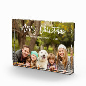 Modern Borstel Script Vrolijk Kerstmis Familie Fotoblokken (Rechts)