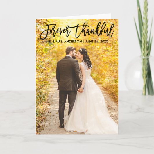 Modern Borstelscript voor altijd dankbare bruiloft Bedankkaart (Voorkant)