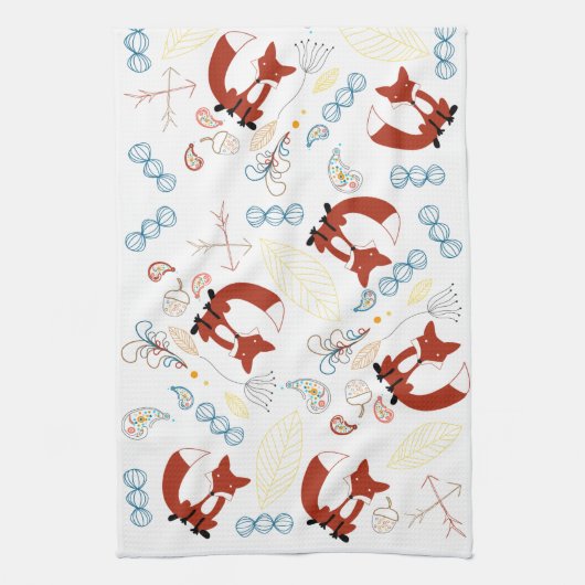 modern bos Dieren Fox Pattern Theedoek (Verticaal)