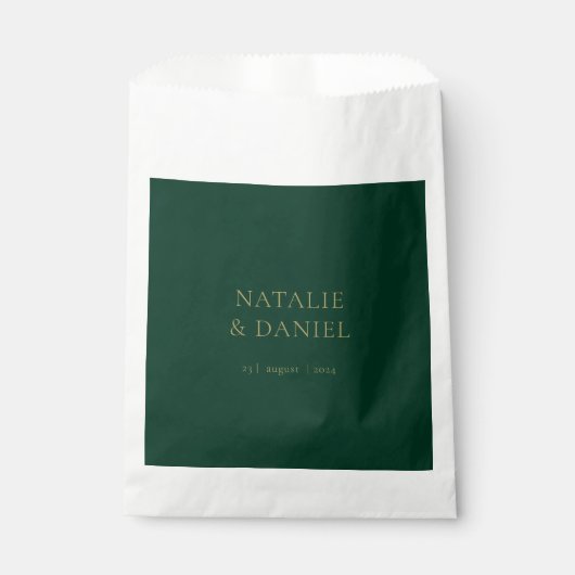 Modern Bos Donker Groen & Goud Chique Bruiloft Bedankzakje (Voorkant)