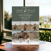 Modern bos groen chic 5 Foto's script bruiloft Kaart