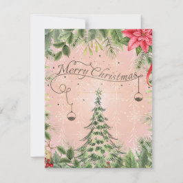 Modern Bos groen Vrolijk Kerstfeest Feestdagenkaart