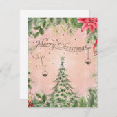 Modern Bos groen Vrolijk Kerstfeest Feestdagenkaart (Voorkant / Achterkant)