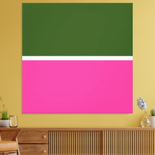 Modern bos groen wit vet roze kleur blok canvas afdruk