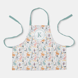 Modern bosrijk konijnenpatroon schort