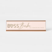 Modern boss Babe Stijlvolle Blush Pink & Gold Bureau Naambordje (Voorkant)