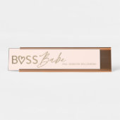 Modern boss Babe Stijlvolle Blush Pink & Gold Bureau Naambordje (Voorkant)