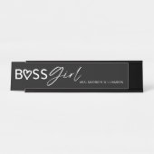 Modern Boss Girl Stylish Black & White Bureau Naambordje (Voorkant)