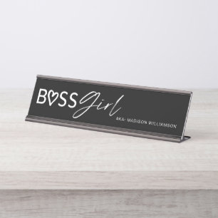 Modern Boss Girl Stylish Black & White Bureau Naambordje
