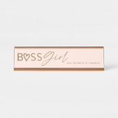 Modern Boss Girl Stylish Blush Pink & Gold Bureau Naambordje (Voorkant)