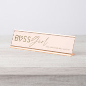 Modern Boss Girl Stylish Blush Pink & Gold Bureau Naambordje (Voorkant)
