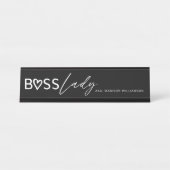 Modern boss Lady Stylish Black & White Bureau Naambordje (Voorkant)
