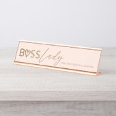 Modern boss Lady Stylish Blush Pink & Gold Bureau Naambordje (Voorkant)