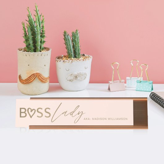 Modern boss Lady Stylish Blush Pink & Gold Bureau Naambordje