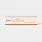 Modern boss mam Stijlvol Blush Pink & Gold Bureau Naambordje (Voorkant)