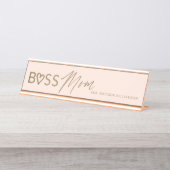 Modern boss mam Stijlvol Blush Pink & Gold Bureau Naambordje (Voorkant)