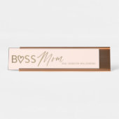 Modern boss mam Stijlvol Blush Pink & Gold Bureau Naambordje (Voorkant)
