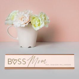 Modern boss mam Stijlvol Blush Pink & Gold Bureau Naambordje