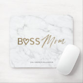 Modern boss mam Stijlvol goud en witte grijze marm Muismat (Met muis)