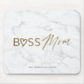 Modern boss mam Stijlvol goud en witte grijze marm Muismat (Voorkant)