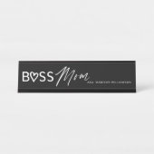 Modern boss mam stijlvol zwart-wit bureau naambordje (Voorkant)