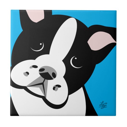 Modern Boston Terrier Lover Art Tegels Tegeltje (Voorkant)