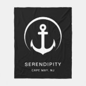 Modern bot Nautical Anchor Black Fleece Deken (Voorkant)