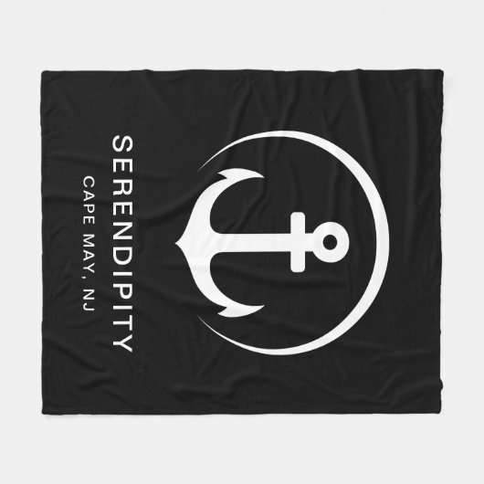 Modern bot Nautical Anchor Black Fleece Deken (Voorkant (Horizontaal))