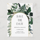 Modern Botanic Greenery QR code bruiloft save date Aankondigingskaart (Voorkant)