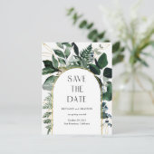 Modern Botanic Greenery QR code bruiloft save date Aankondigingskaart (Staand voorkant)