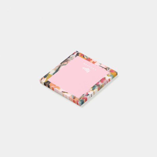 Modern Botanical Abstract Art Pink Post-it® Notes (Schuin)