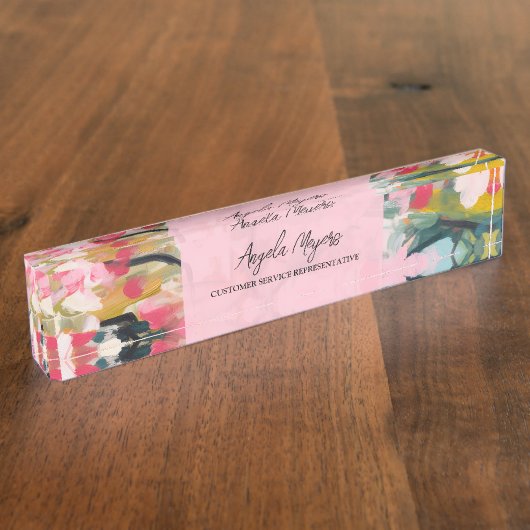 Modern Botanical Abstract Floral Personalized Naambordje (Zijkant)