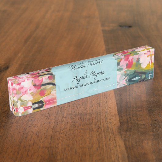 Modern Botanical Abstract Tree Personalized Naambordje (Zijkant)