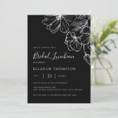 Modern Botanical Black Line Art Bridal Luncheon  Kaart (Staand voorkant)