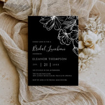 Modern Botanical Black Line Art Bridal Luncheon 