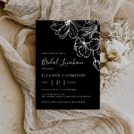 Modern Botanical Black Line Art Bridal Luncheon Kaart
